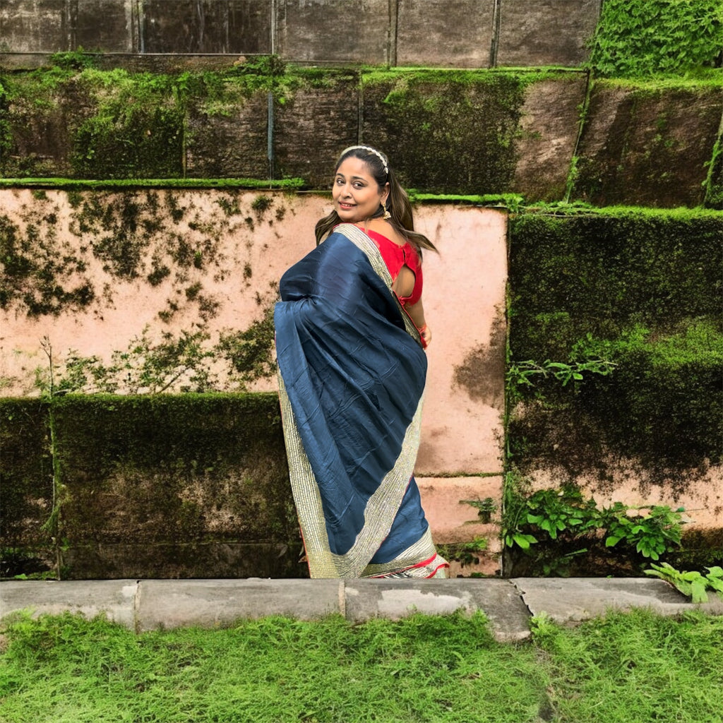 Navy Radiance – Soft Silk Saree with Premium Sequin Border