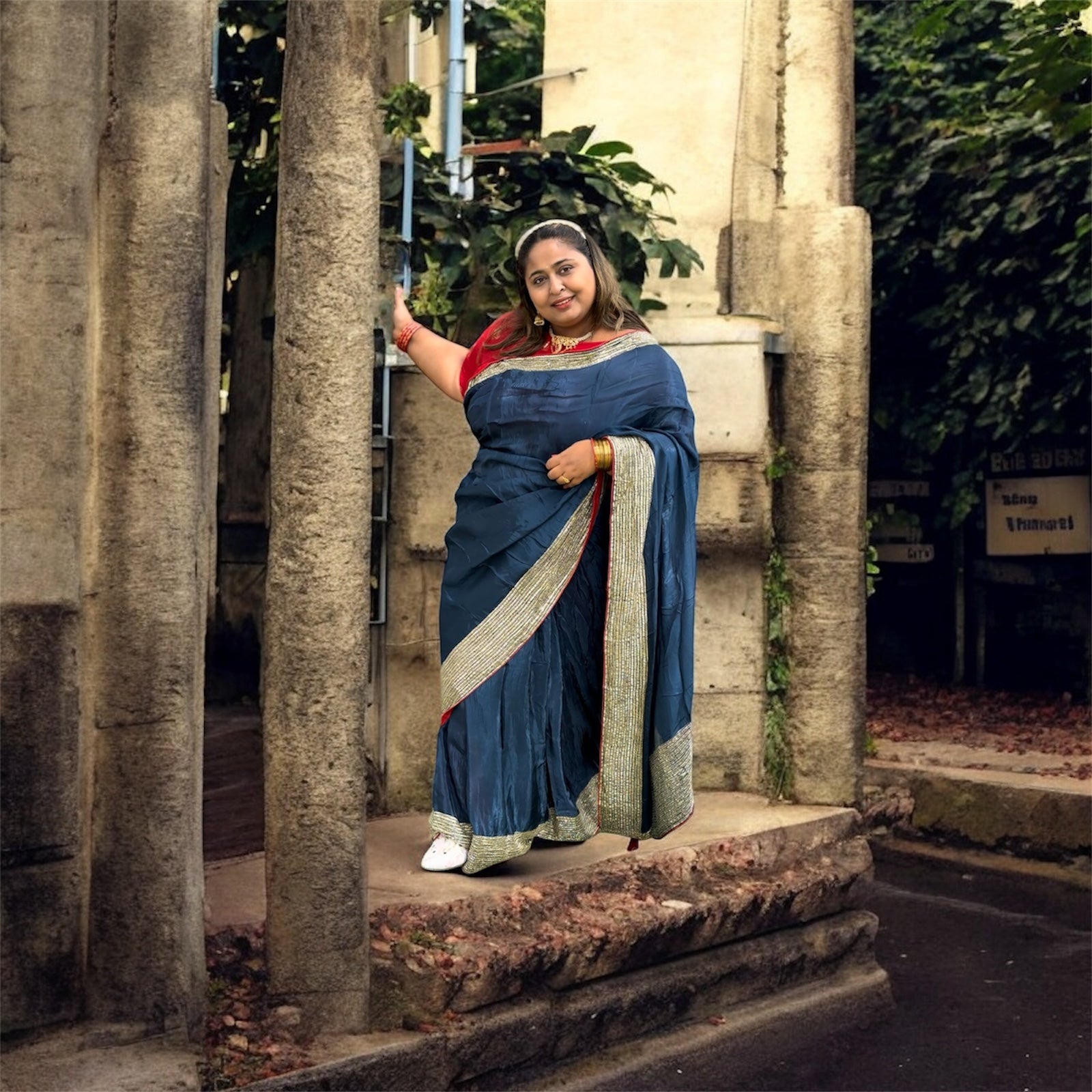 Navy Radiance – Soft Silk Saree with Premium Sequin Border