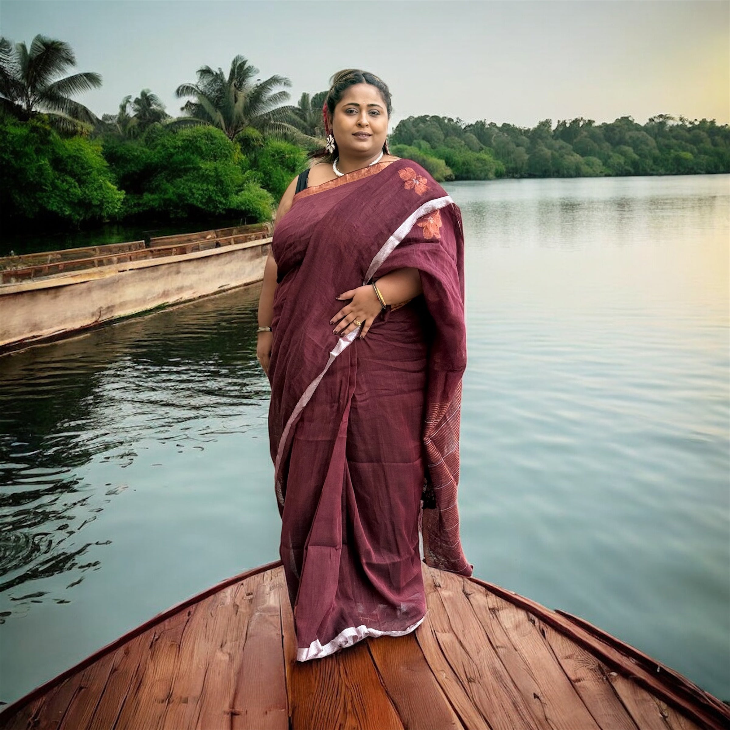 Maroon Soft Handloom Cotton Saree with Silver Zari Border – Timeless Everyday Elegance
