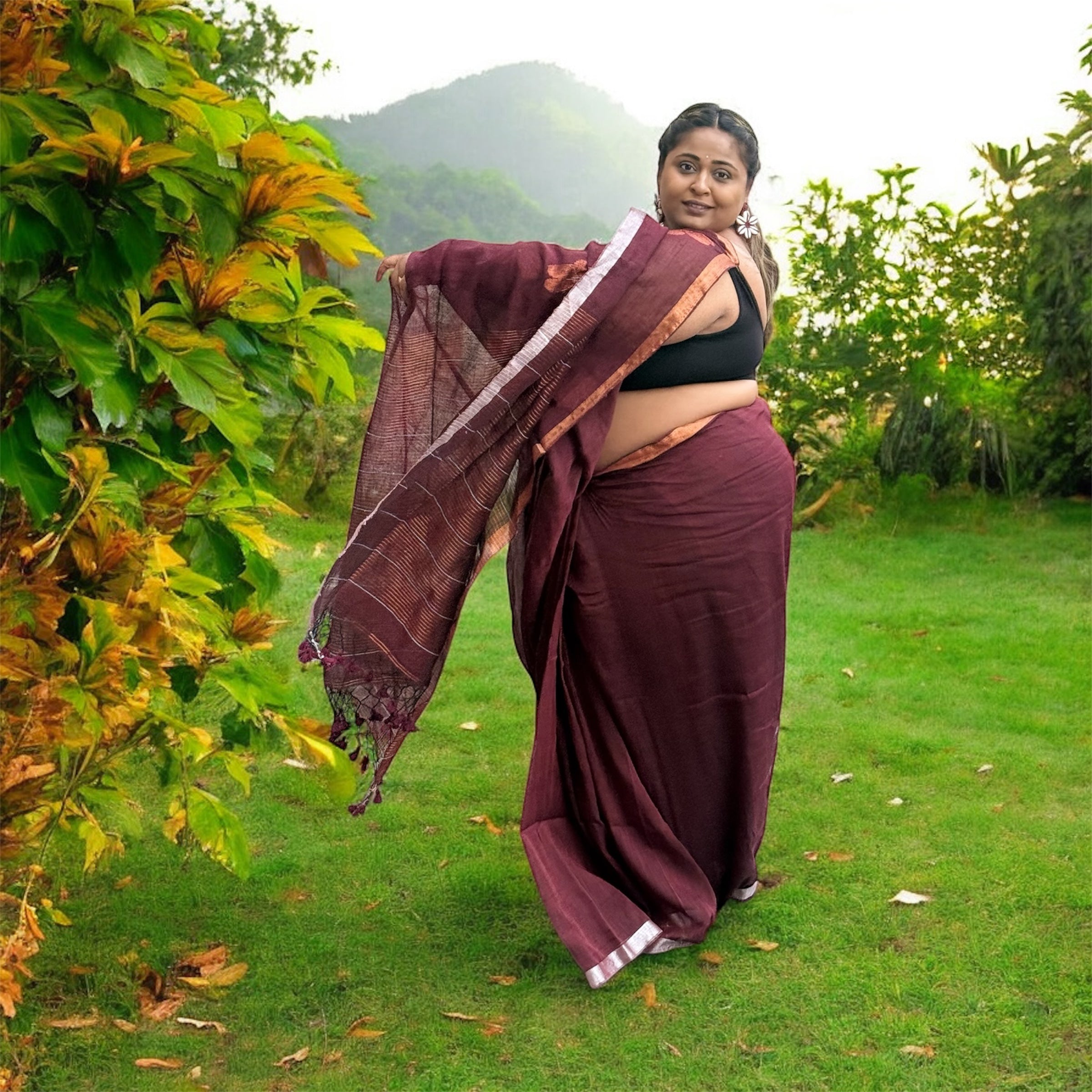 Maroon Soft Handloom Cotton Saree with Silver Zari Border – Timeless Everyday Elegance