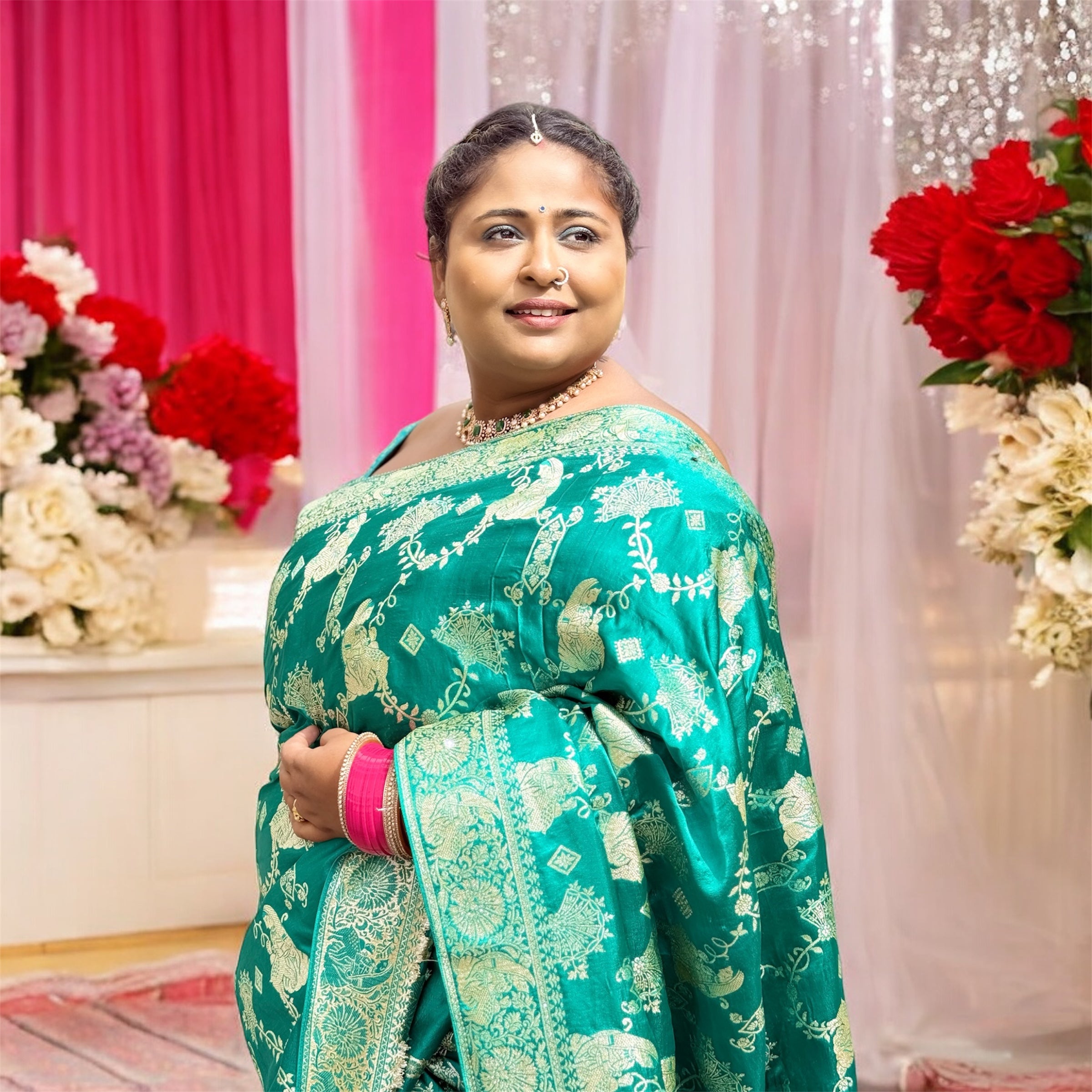 Pure Banarasi Silk Saree in Aqua Green with Rich Zari Weaving for Premium Wedding Collection