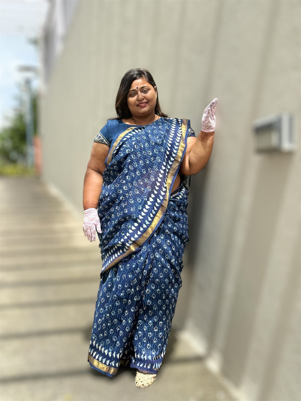 ISHRI Jaipuri Hand Block Printed Cotton Chanderi Silk Saree – Timeless Artistry