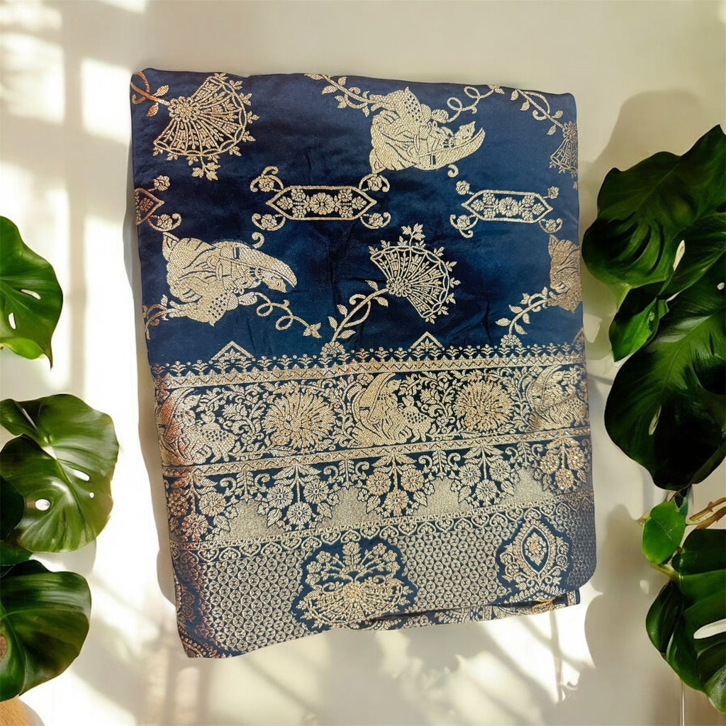 Pure Banarasi Silk Saree in Aqua Green with Rich Zari Weaving for Premium Wedding Collection