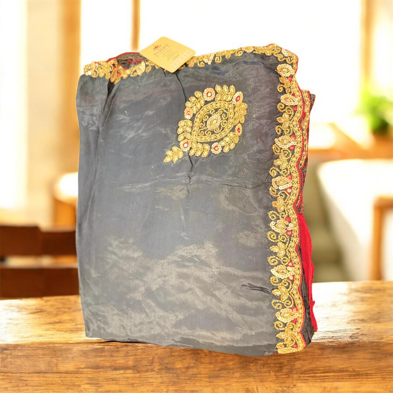 Pure Silk Blend Saree in Classic Rani Pink with Handcrafted Golden Border – ISHRI Exclusive