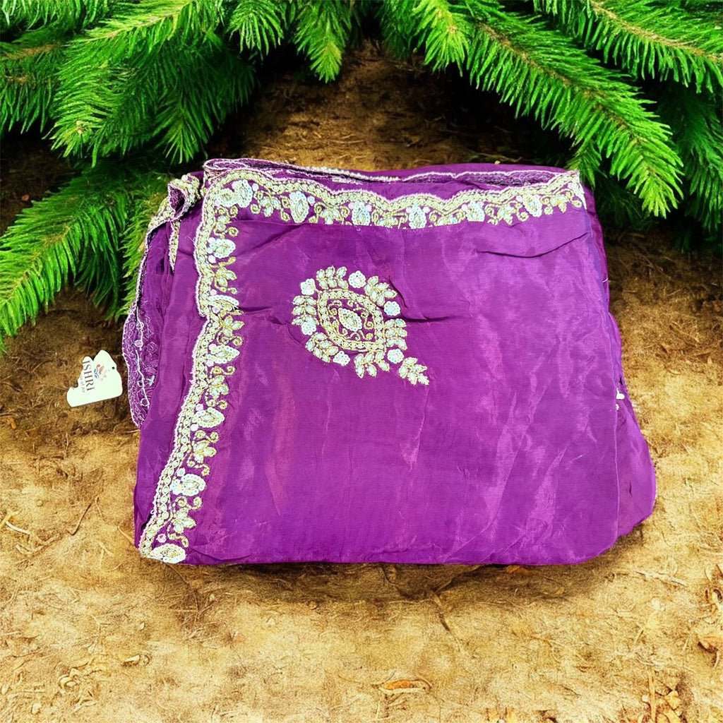 Pure Silk Blend Saree in Classic Rani Pink with Handcrafted Golden Border – ISHRI Exclusive