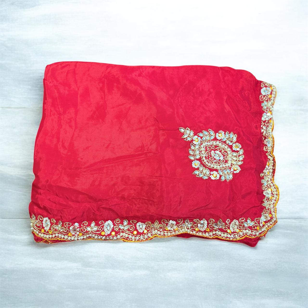 Pure Silk Blend Saree in Classic Rani Pink with Handcrafted Golden Border – ISHRI Exclusive